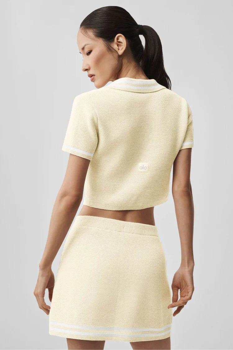 Tennis Club Sweater Knit Cropped Polo