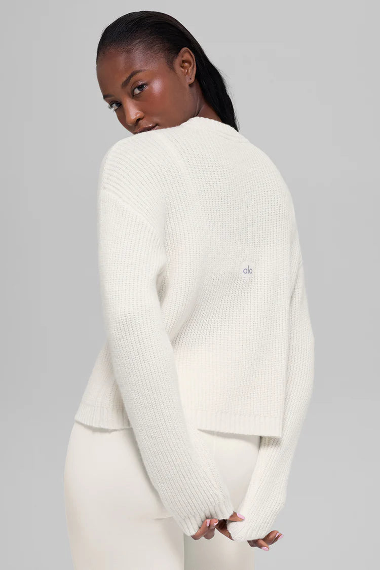Wool Cashmere Ribbed Noble Crewneck Sweater