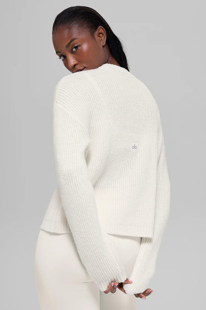 Wool Cashmere Ribbed Noble Crewneck Sweater