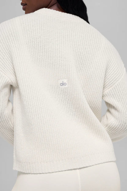 Wool Cashmere Ribbed Noble Crewneck Sweater